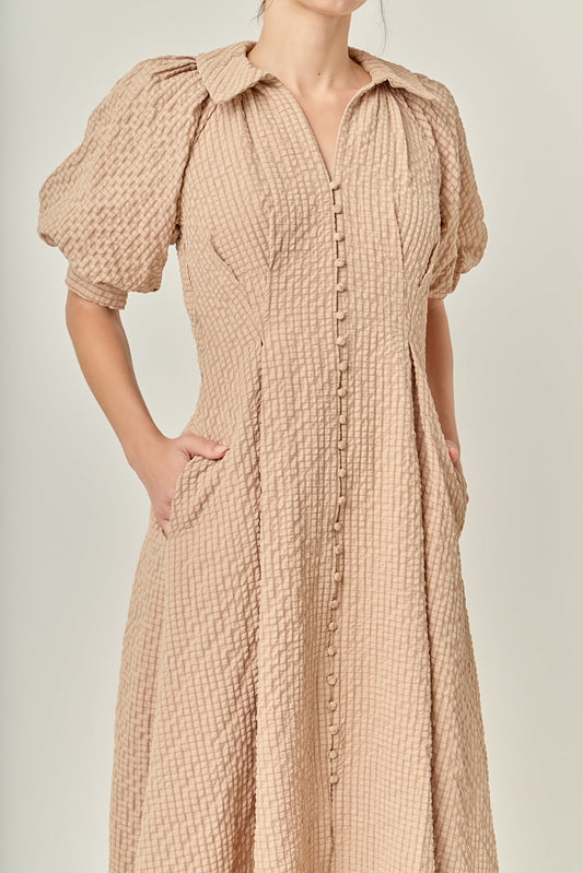 Shirt Midi Dress - Beige