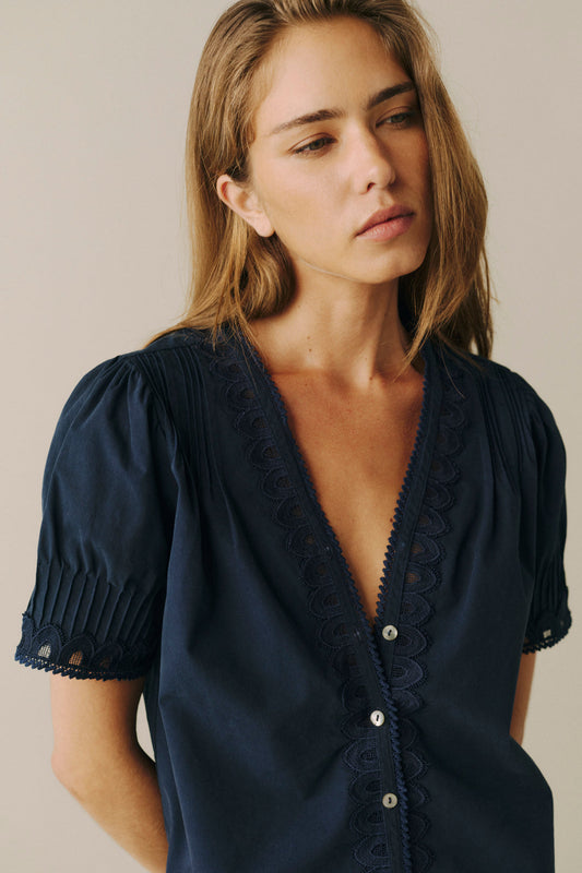 Lonestar Peasant Top - Navy