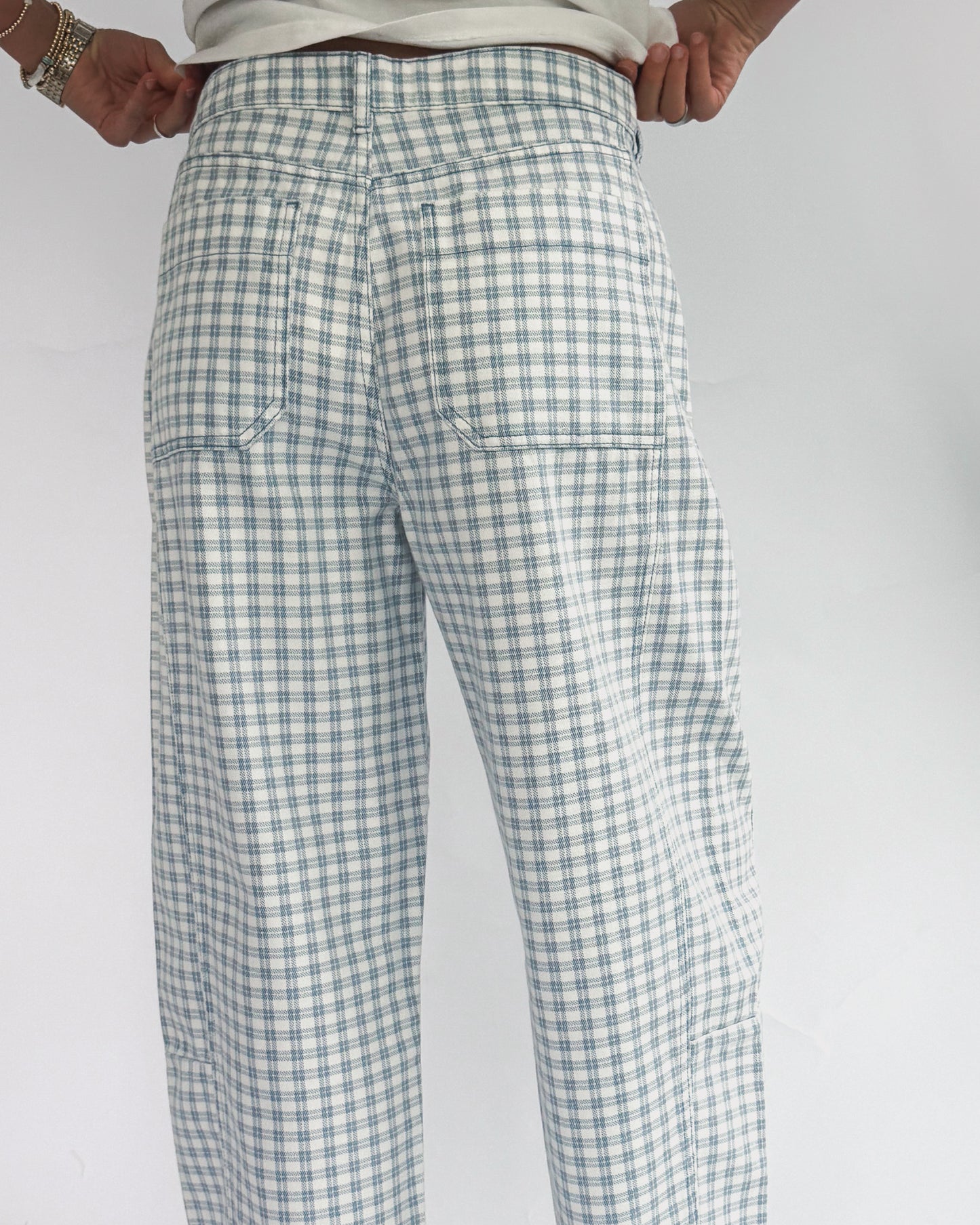 Mini Checker Barrel Pants