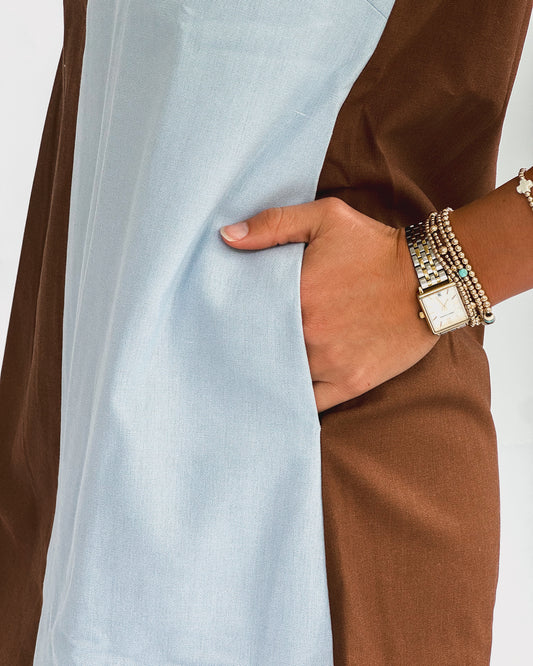 Two-toned Mini Shift Dress