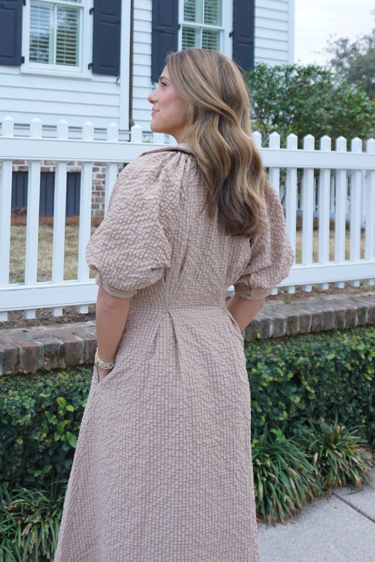 Shirt Midi Dress - Beige