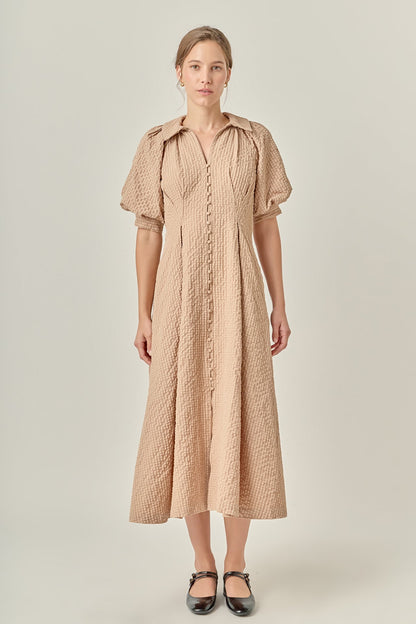 Shirt Midi Dress - Beige