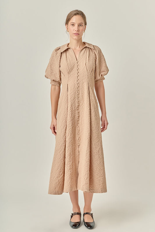 Shirt Midi Dress - Beige