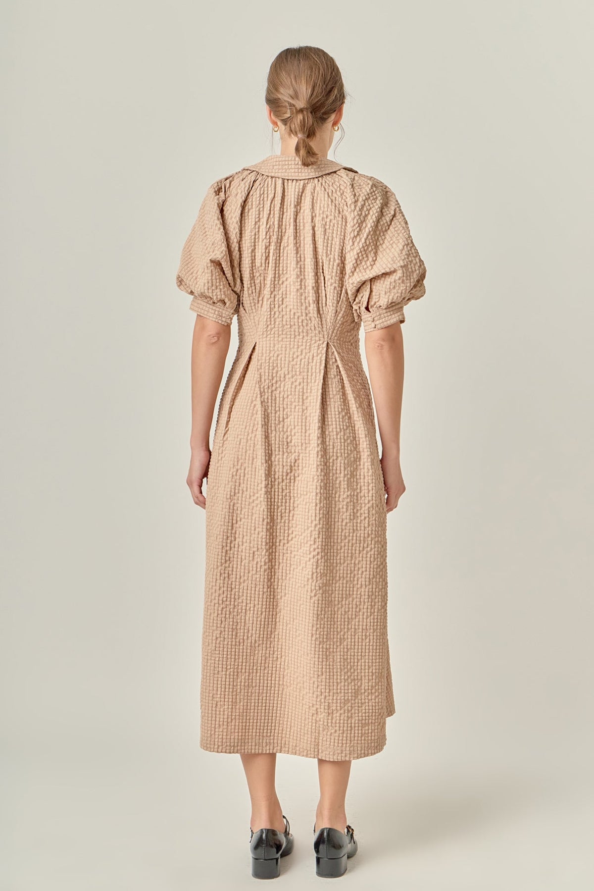 Shirt Midi Dress - Beige