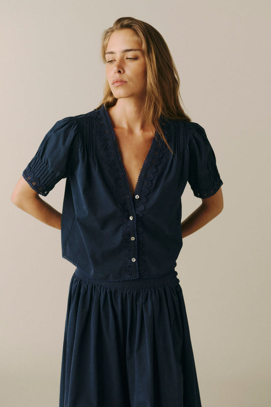 Lonestar Peasant Top - Navy