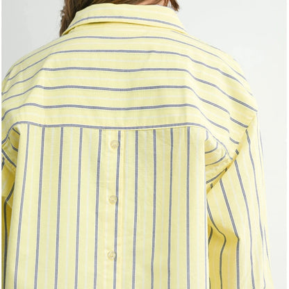 Striped Long-sleeve Button-up Shirt - Yellow Multi