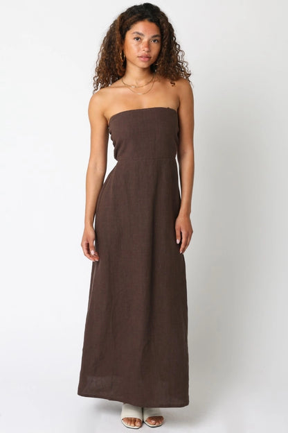 Irise Linen Maxi Dress - Brown