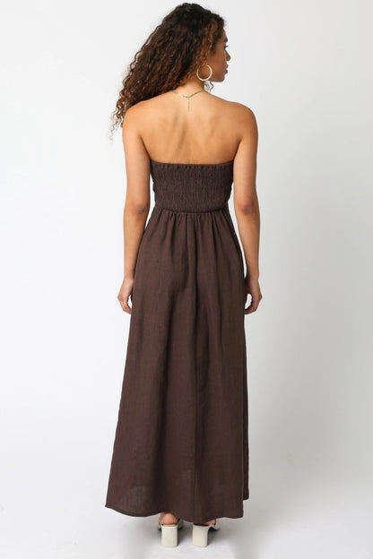 Irise Linen Maxi Dress - Brown