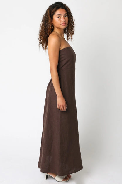 Irise Linen Maxi Dress - Brown