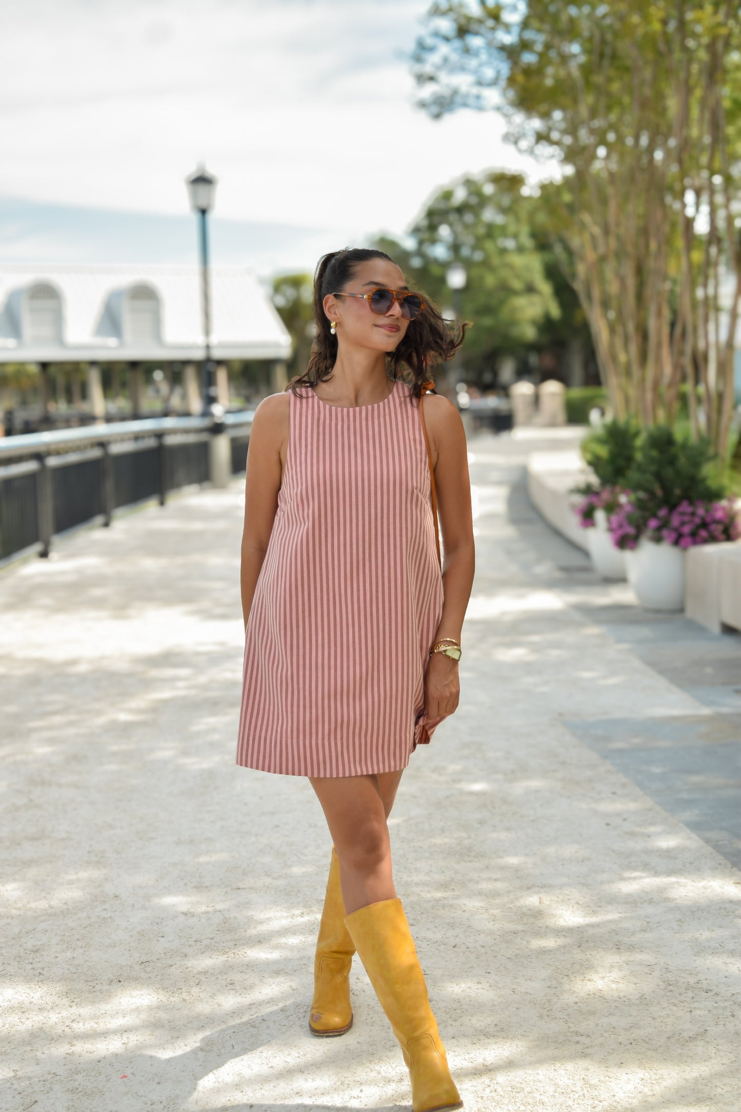 Peach Stripe Shift Dress