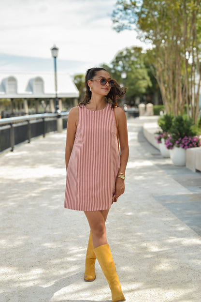 Peach Stripe Shift Dress