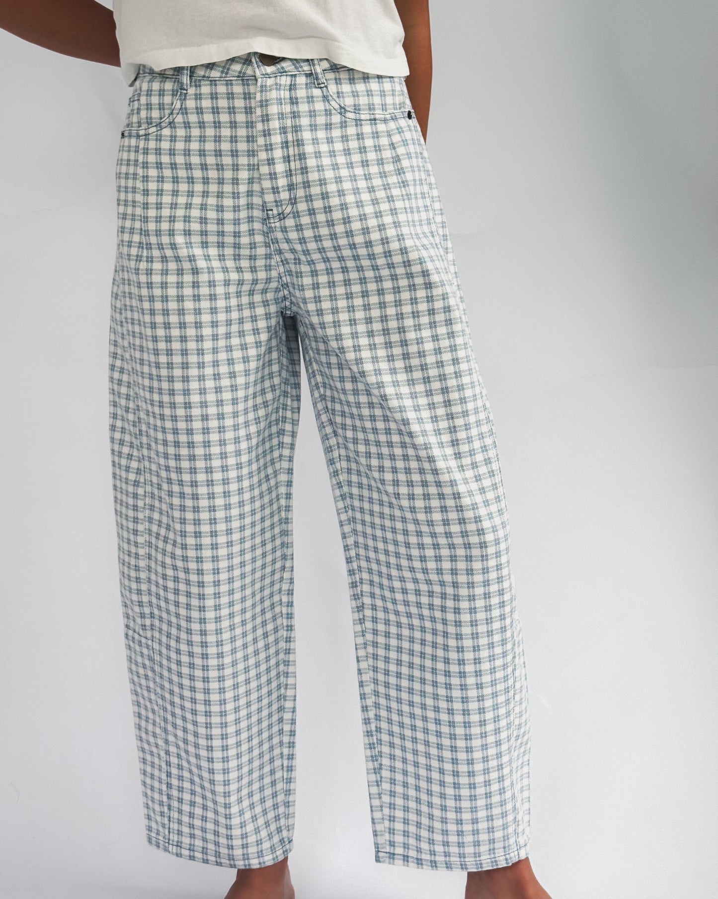 Mini Checker Barrel Pants