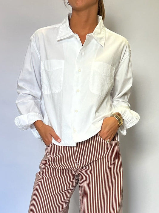 L/s Boxy Oxford Shirt - White