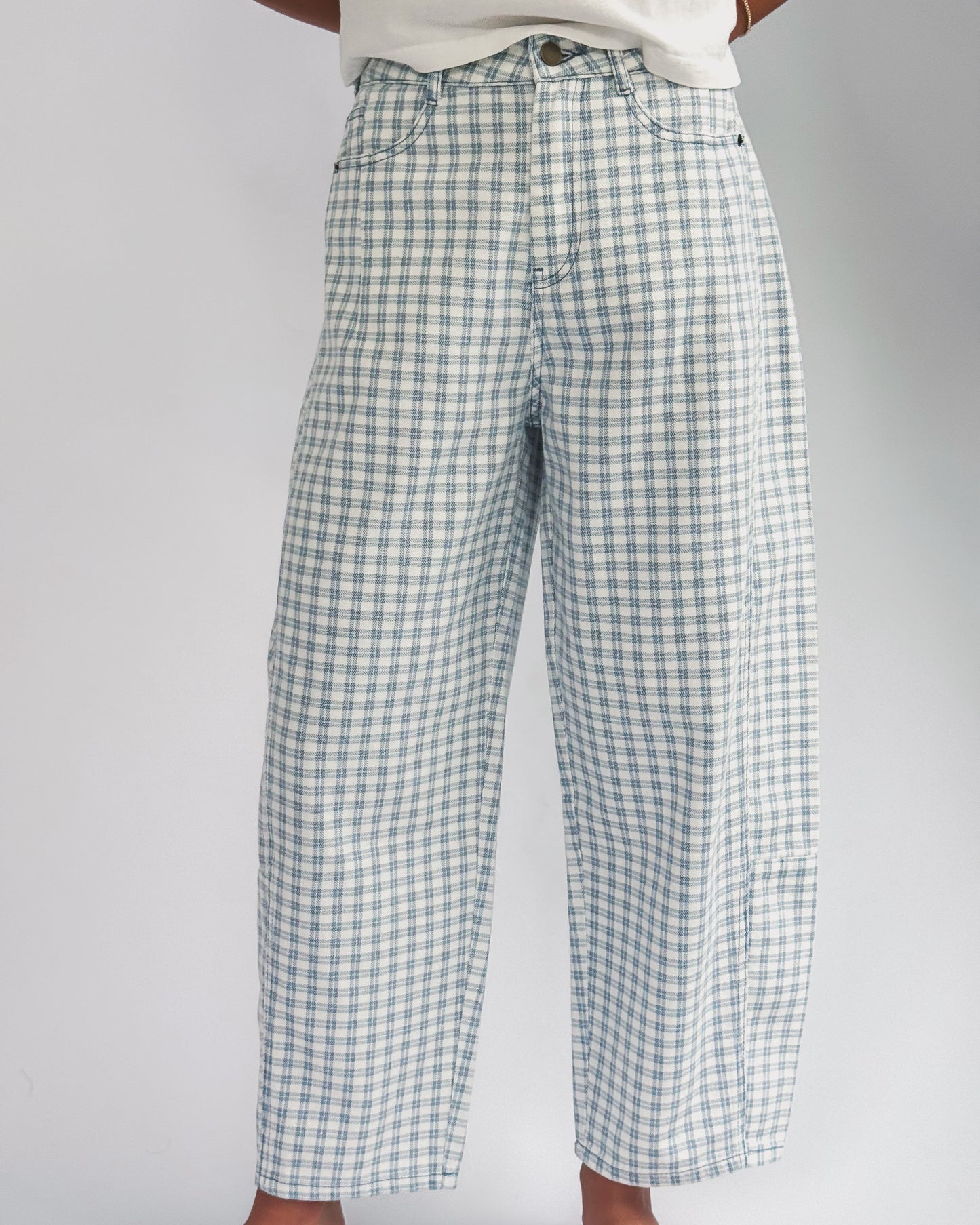 Mini Checker Barrel Pants