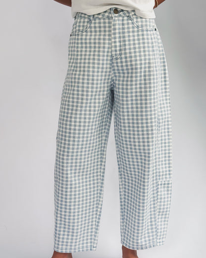 Mini Checker Barrel Pants