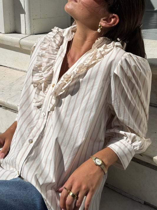 Kinzie Stripe Ruffle Blouse