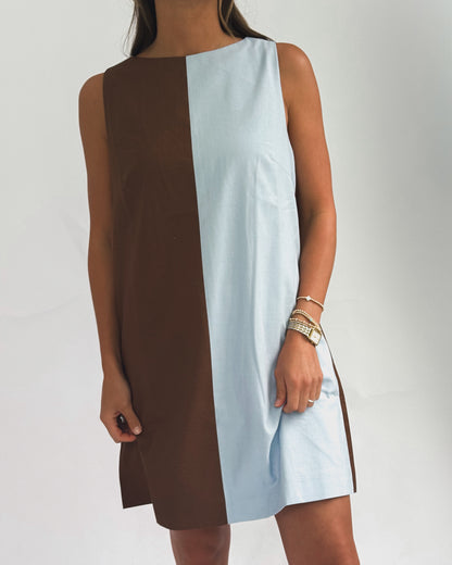 Two-toned Mini Shift Dress