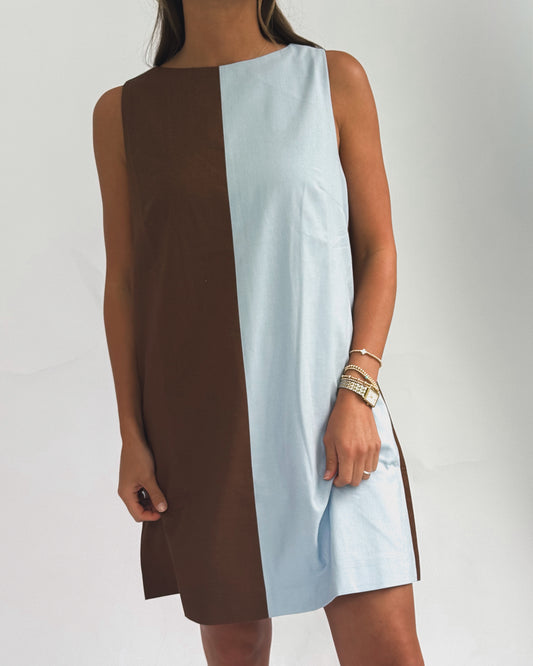 Two-toned Mini Shift Dress