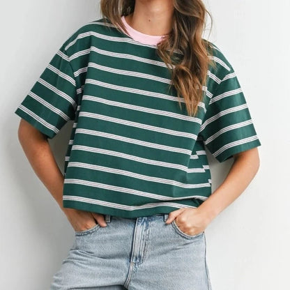 Striped Boxy - Green / Pink