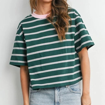 Striped Boxy - Green / Pink